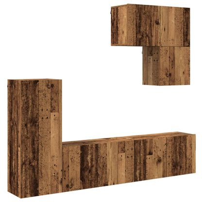 vidaXL TV Wall Unit Wall-mounted 5 pcs Old Wood Engineered Wood