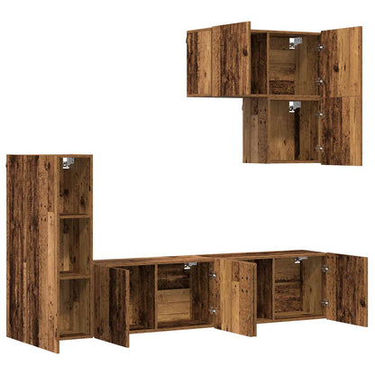 vidaXL TV Wall Unit Wall-mounted 5 pcs Old Wood Engineered Wood