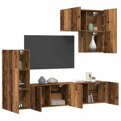 vidaXL TV Wall Unit Wall-mounted 5 pcs Old Wood Engineered Wood