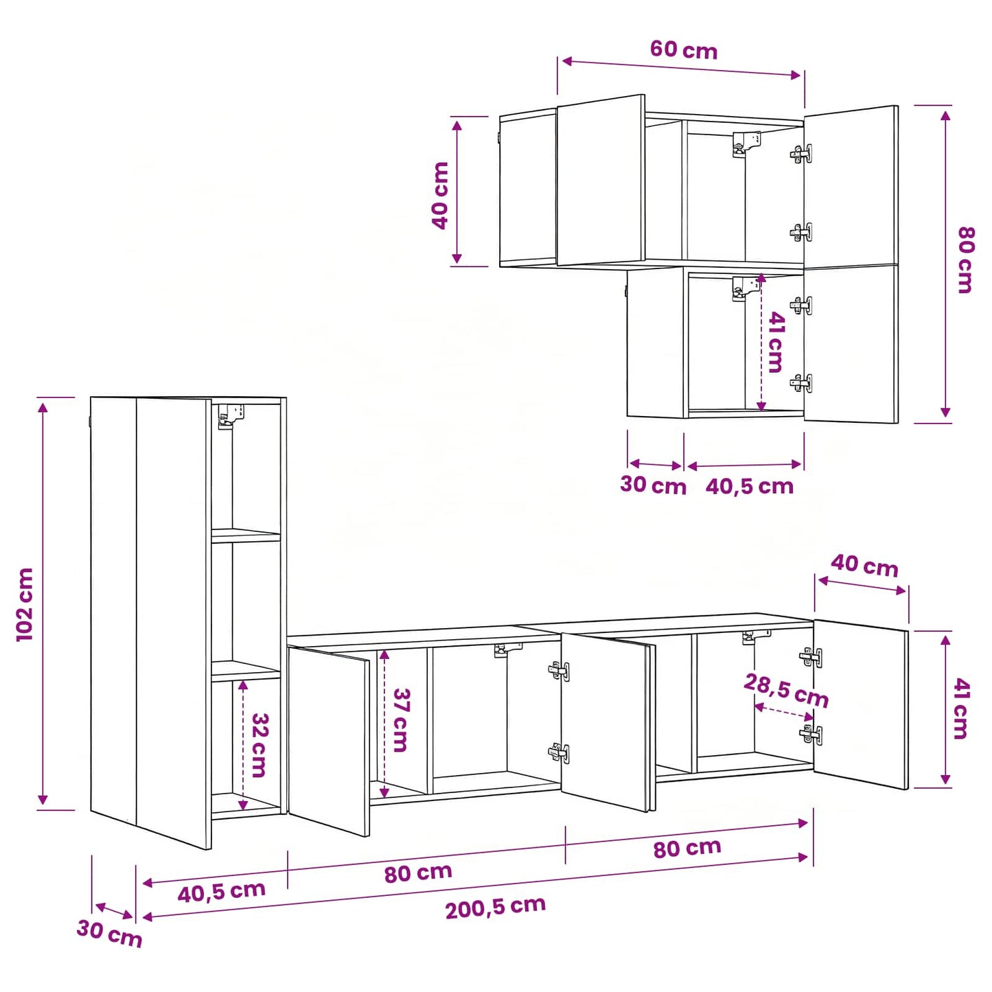 vidaXL TV Wall Unit Wall-mounted 5 pcs Old Wood Engineered Wood