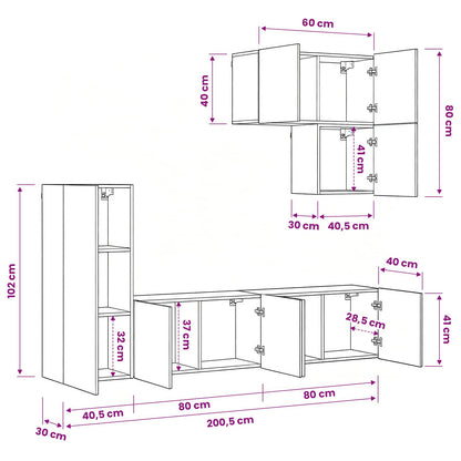 vidaXL TV Wall Unit Wall-mounted 5 pcs Old Wood Engineered Wood