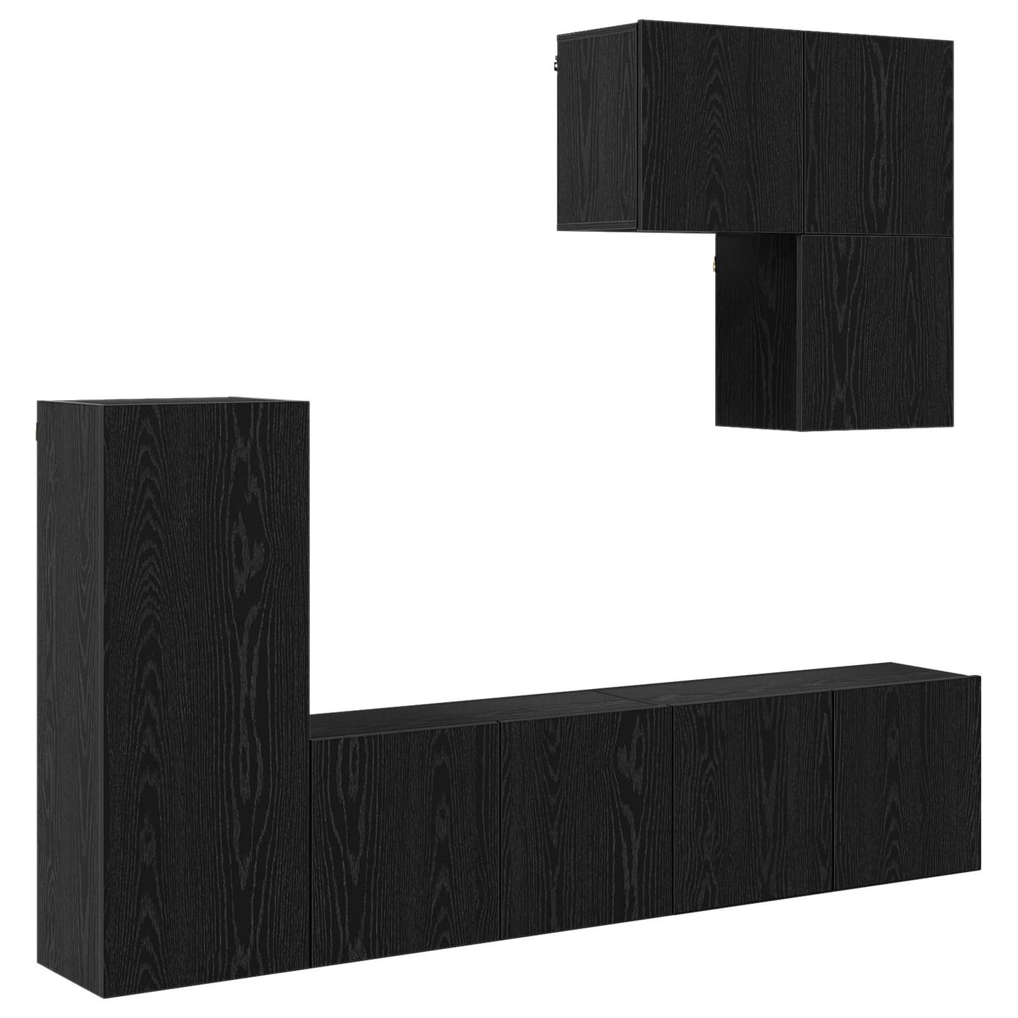 vidaXL TV Wall Unit Wall-mounted 5 pcs Black Oak Engineered Wood