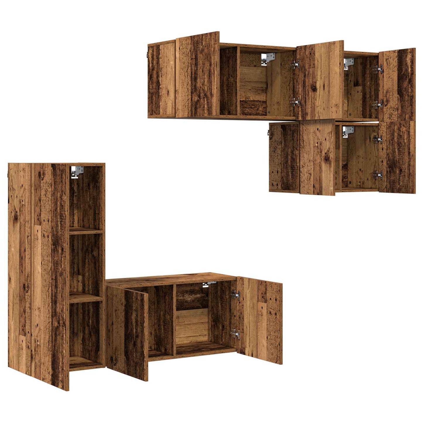 vidaXL TV Wall Unit Wall-mounted 5 pcs Old Wood Engineered Wood