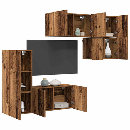 vidaXL TV Wall Unit Wall-mounted 5 pcs Old Wood Engineered Wood