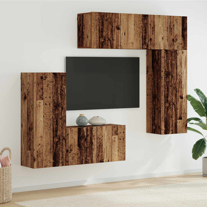 vidaXL TV Wall Unit Wall-mounted 5 pcs Old Wood Engineered Wood