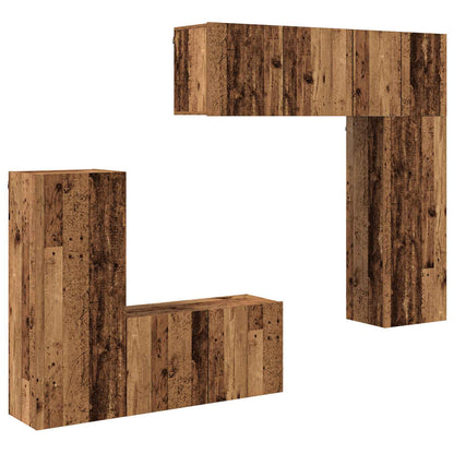 vidaXL TV Wall Unit Wall-mounted 5 pcs Old Wood Engineered Wood