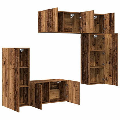 vidaXL TV Wall Unit Wall-mounted 5 pcs Old Wood Engineered Wood