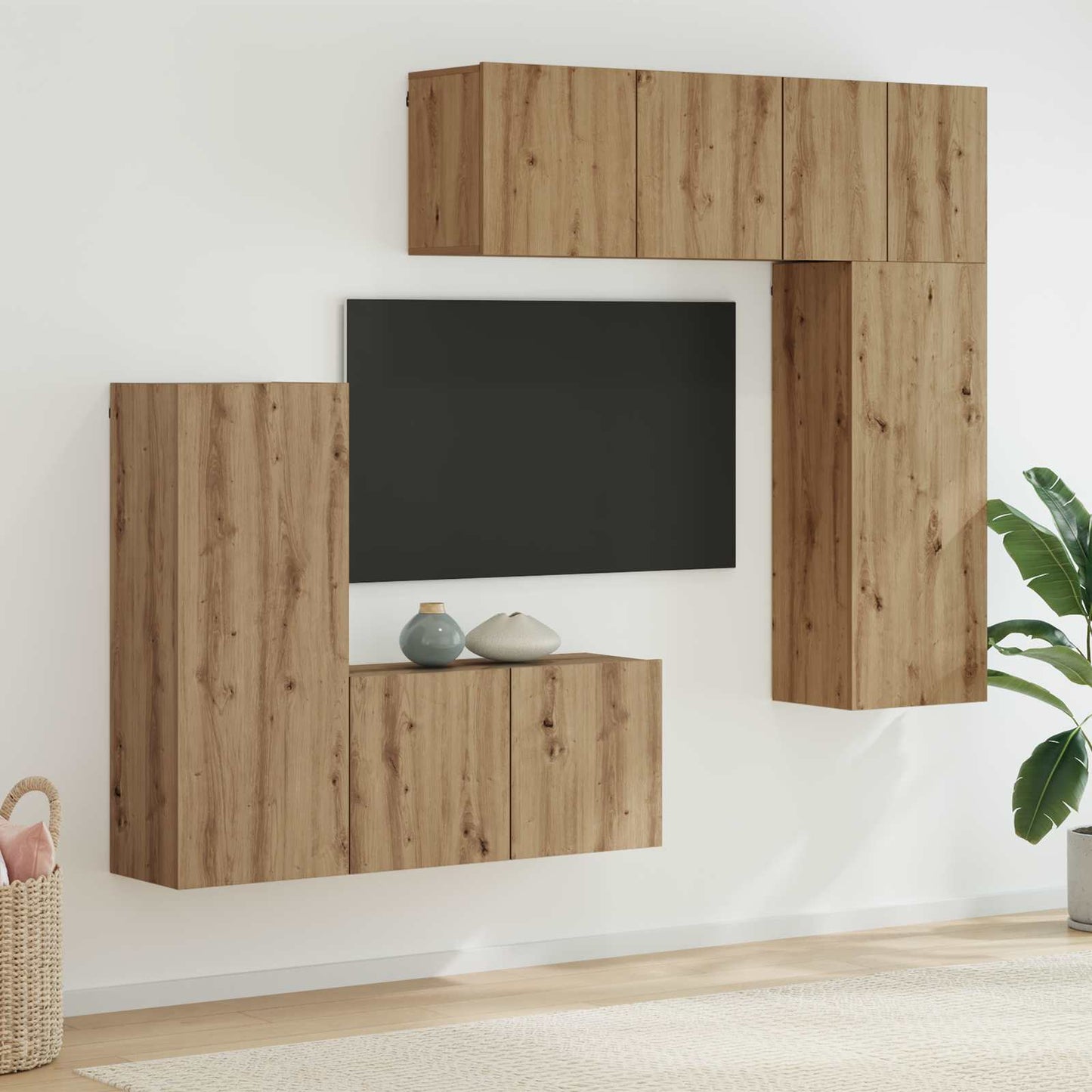 vidaXL TV Wall Unit 5 pcs Artisan Oak Engineered Wood