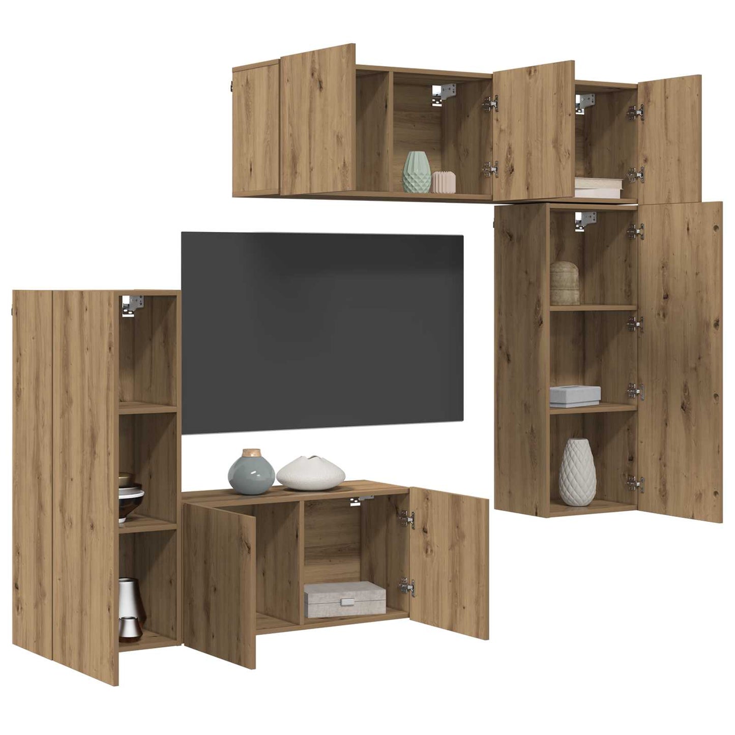 vidaXL TV Wall Unit 5 pcs Artisan Oak Engineered Wood