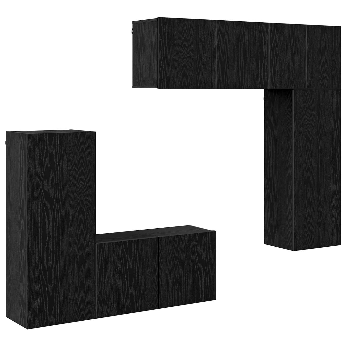 vidaXL TV Wall Unit Wall-mounted 5 pcs Black oak Engineered Wood