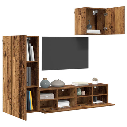 vidaXL TV Wall Units 4 pcs Old Wood Engineered Wood