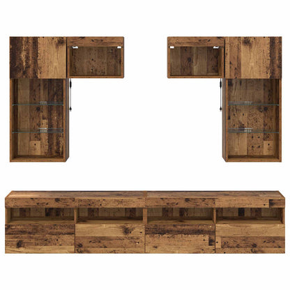 vidaXL TV Wall Units Wall-mounted 6 pcs Black Oak Engineered Wood