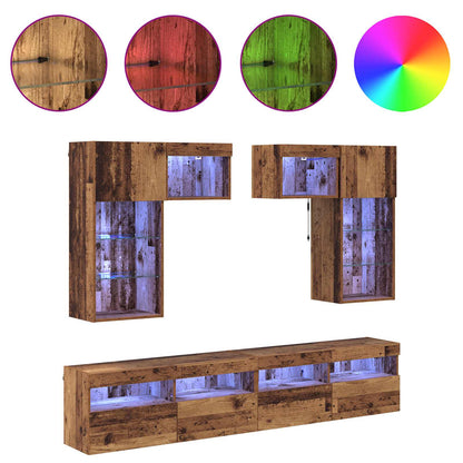 vidaXL TV Wall Units Wall-mounted 6 pcs Black Oak Engineered Wood