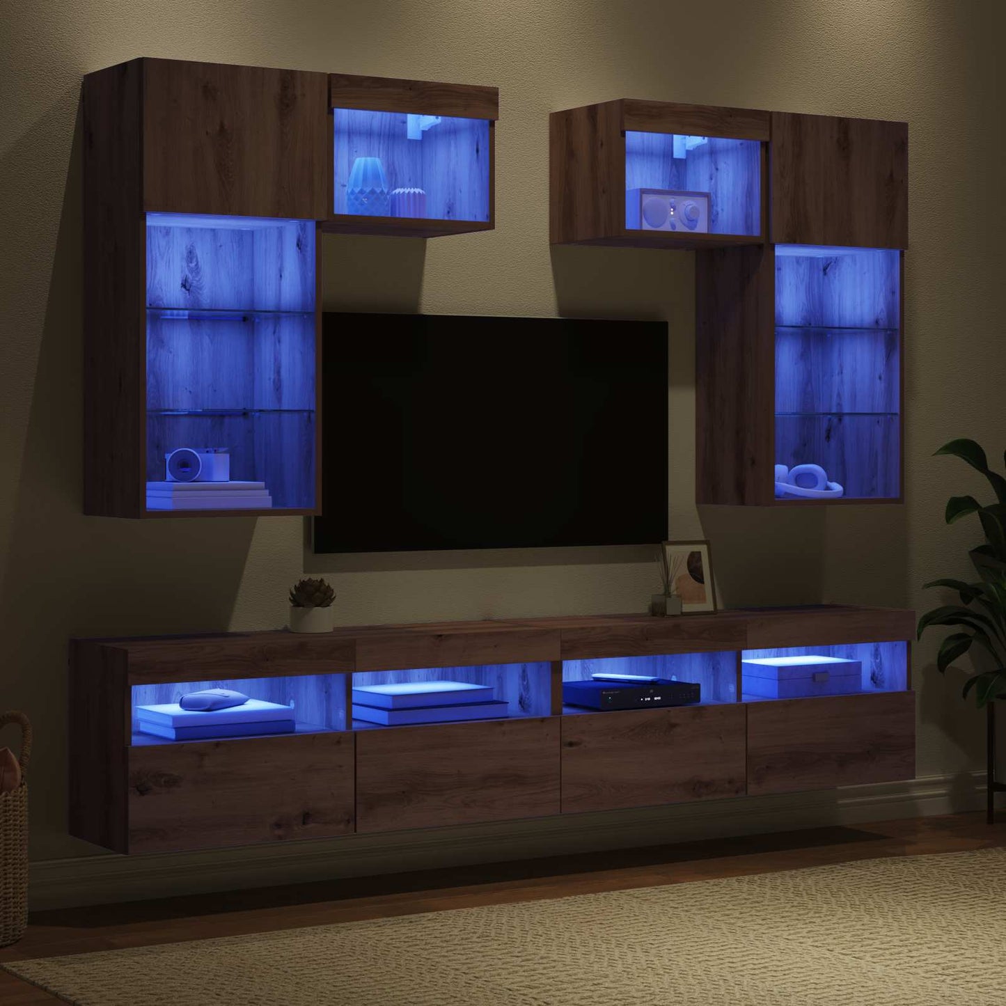 vidaXL TV Wall Units 6 pcs Old Wood Engineered Wood