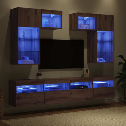 vidaXL TV Wall Units 6 pcs Old Wood Engineered Wood