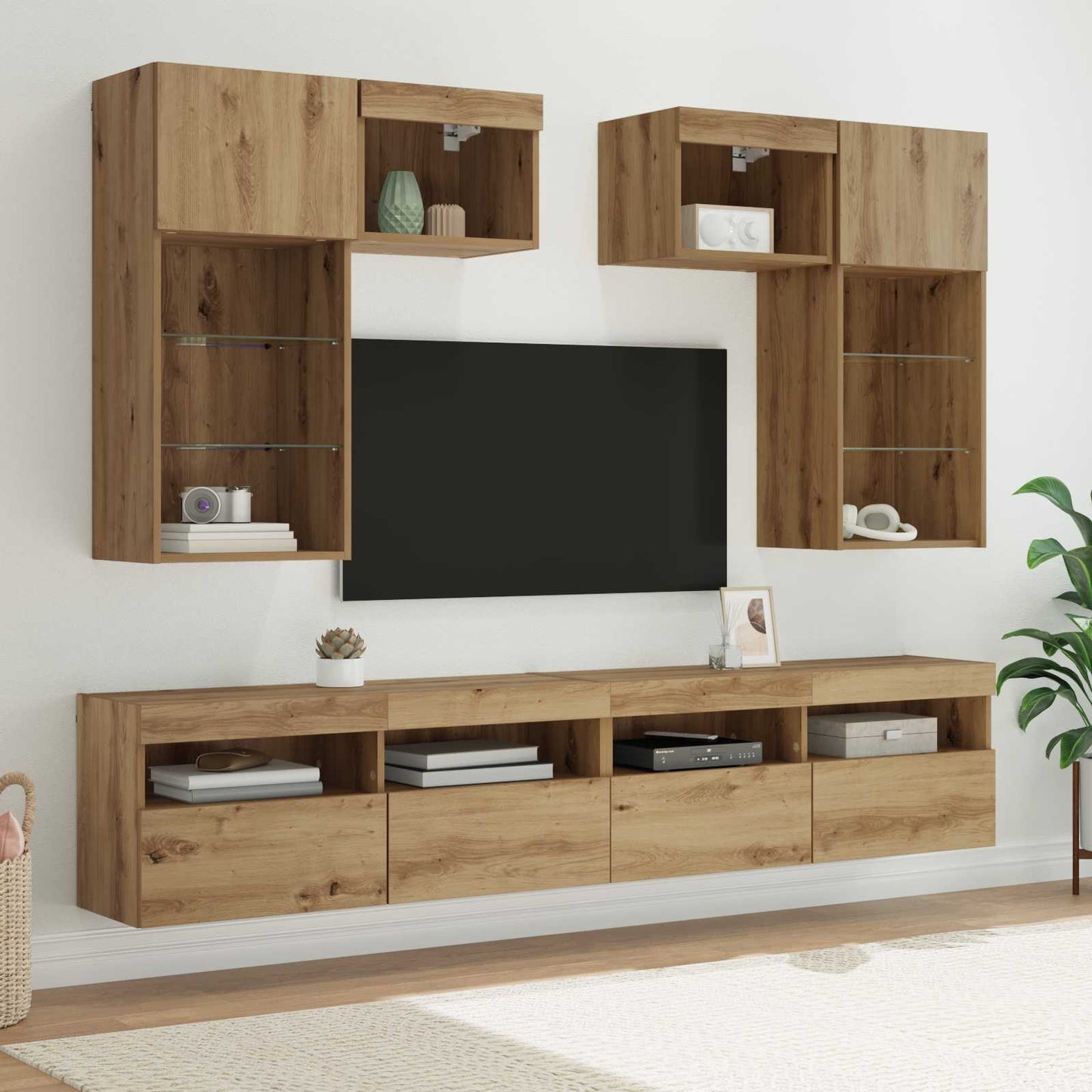 vidaXL TV Wall Units 6 pcs Old Wood Engineered Wood