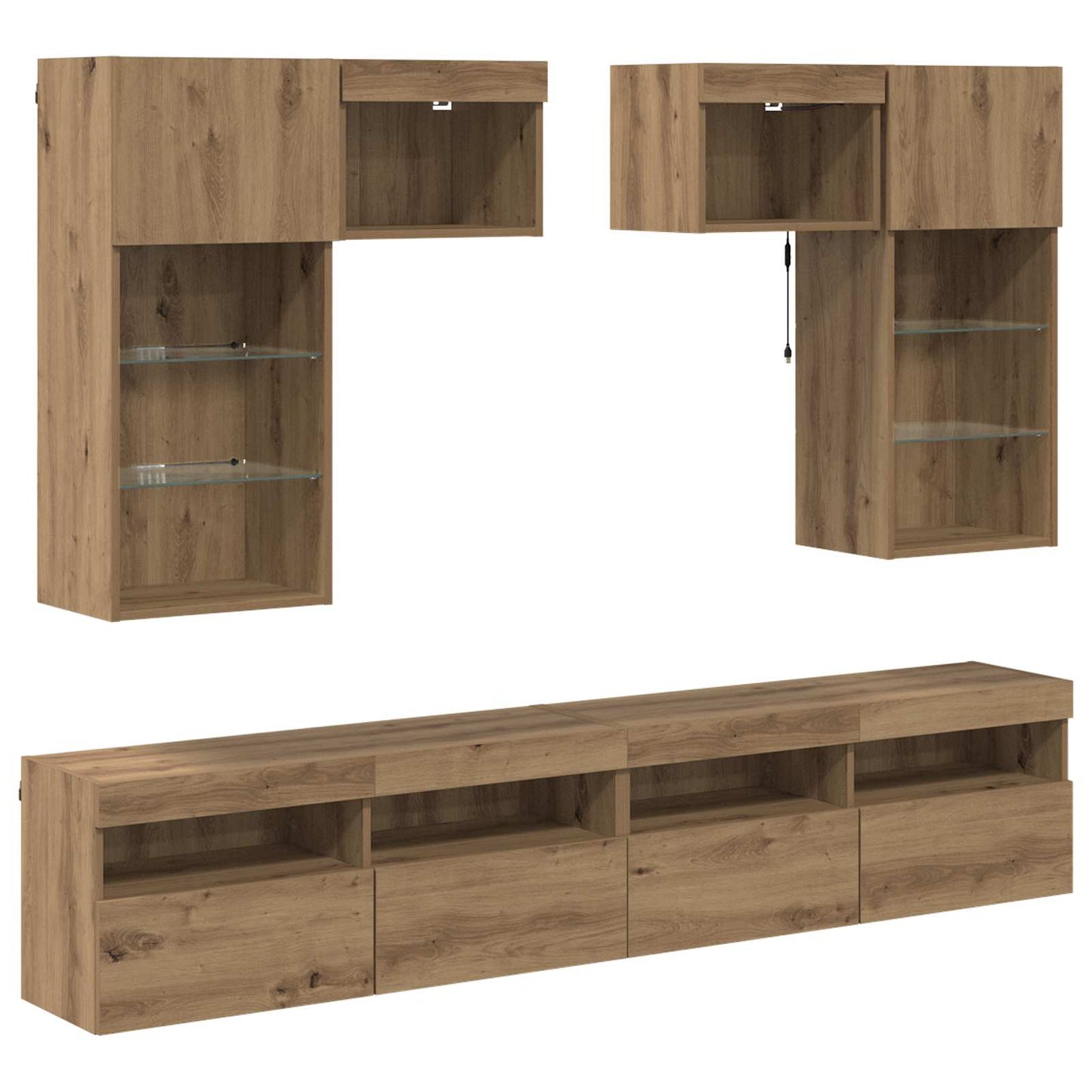 vidaXL TV Wall Units 6 pcs Old Wood Engineered Wood