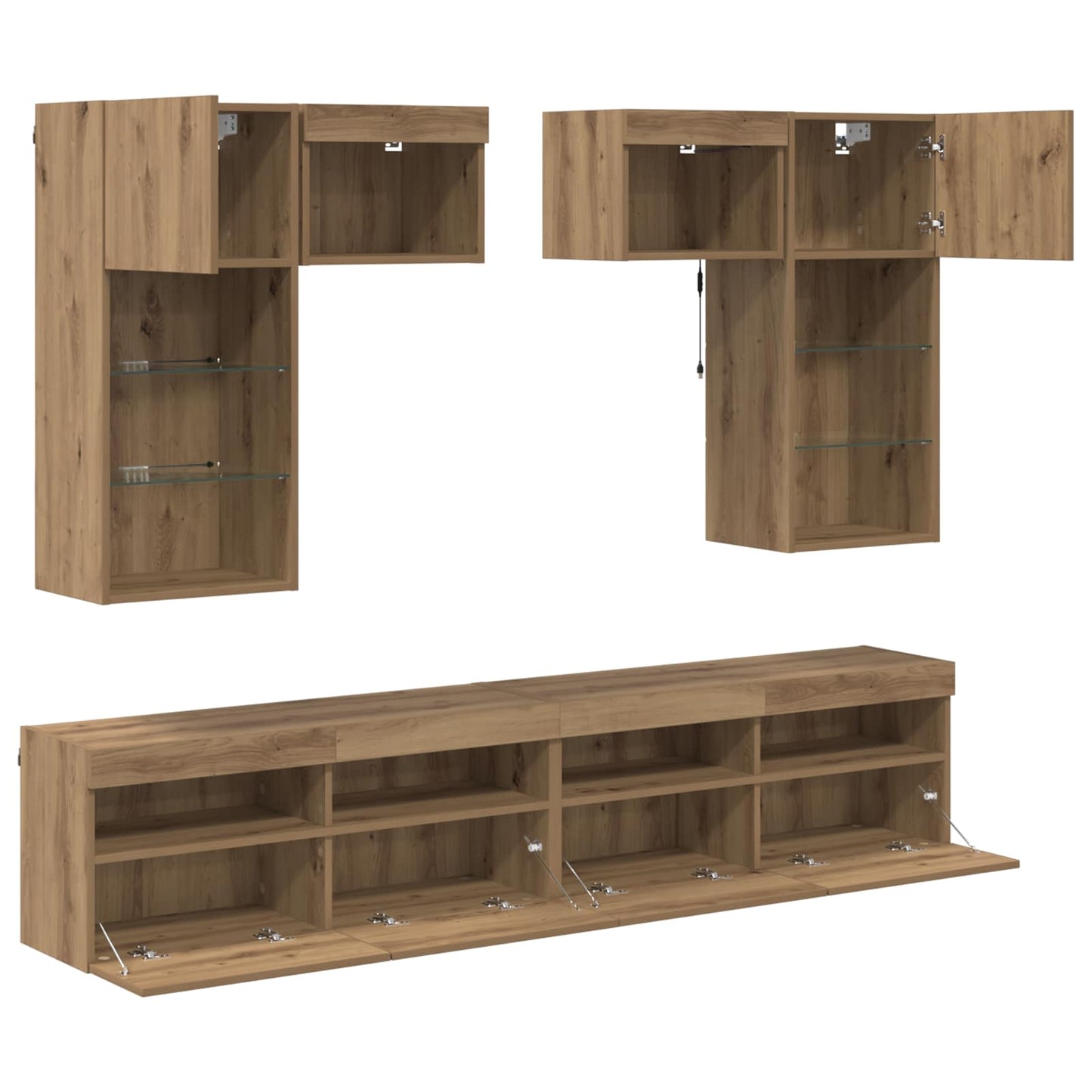 vidaXL TV Wall Units 6 pcs Old Wood Engineered Wood