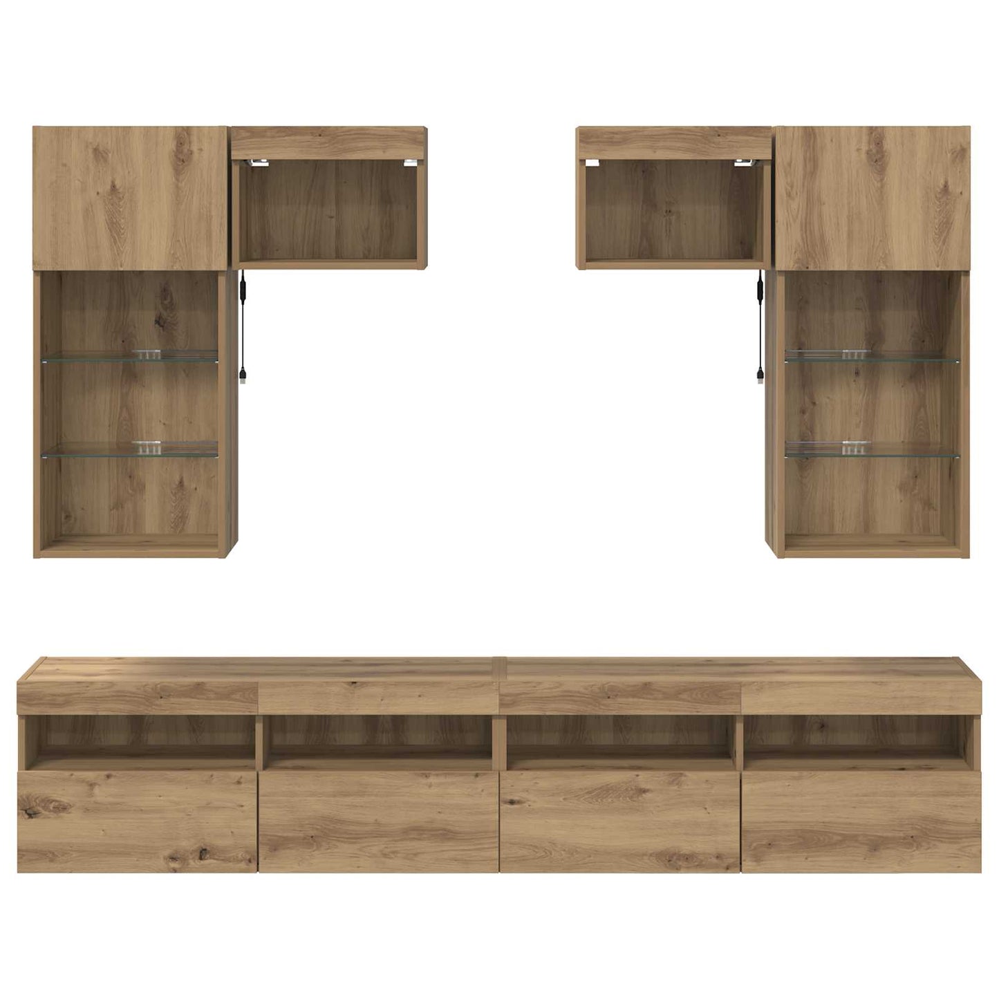 vidaXL TV Wall Units 6 pcs Old Wood Engineered Wood
