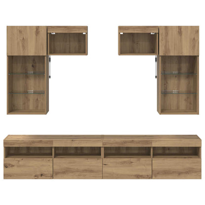 vidaXL TV Wall Units 6 pcs Old Wood Engineered Wood