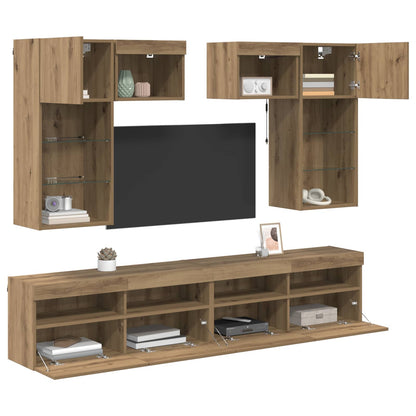 vidaXL TV Wall Units 6 pcs Old Wood Engineered Wood