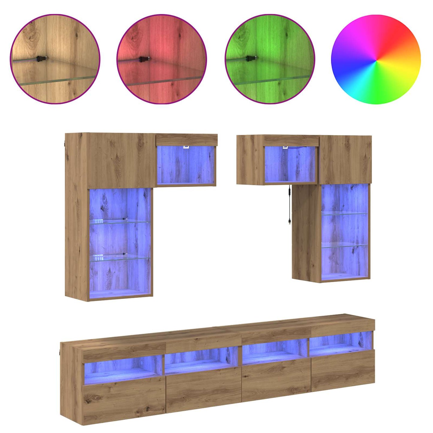 vidaXL TV Wall Units 6 pcs Old Wood Engineered Wood
