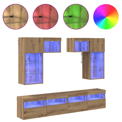 vidaXL TV Wall Units 6 pcs Old Wood Engineered Wood