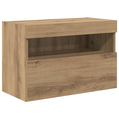 vidaXL TV Wall Cabinet Set with LED Lights 7 pcs Artisan oak