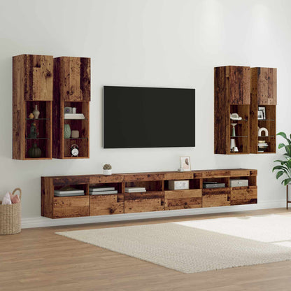 vidaXL TV Wall Cabinet Set Wall-mounted 7 pcs Old Wood Engineered Wood