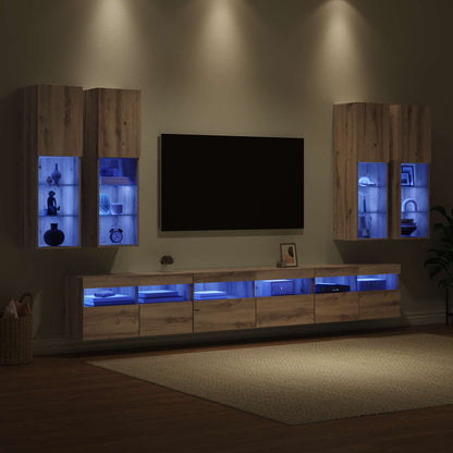 vidaXL TV Wall Cabinet Set 7 pcs Artisan Oak Engineered Wood