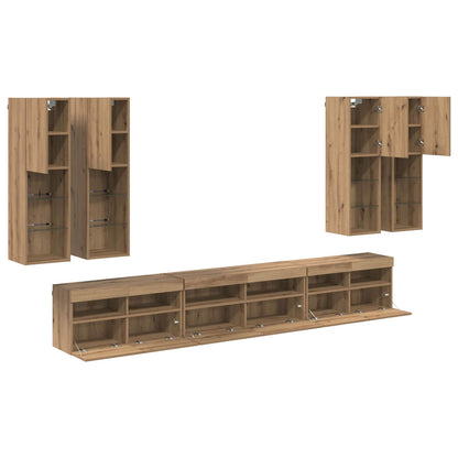 vidaXL TV Wall Cabinet Set 7 pcs Artisan Oak Engineered Wood