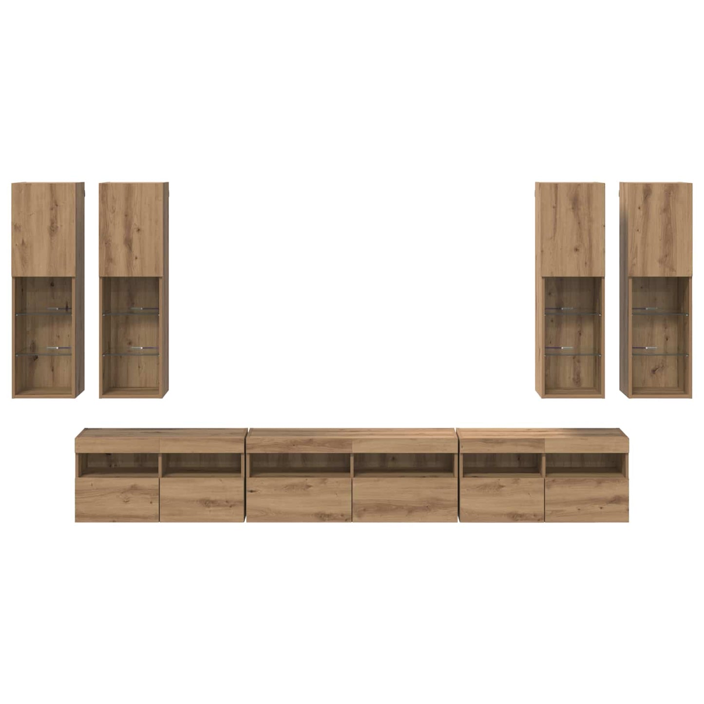 vidaXL TV Wall Cabinet Set 7 pcs Artisan Oak Engineered Wood