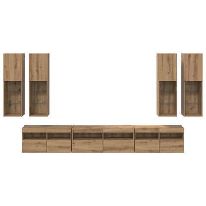 vidaXL TV Wall Cabinet Set 7 pcs Artisan Oak Engineered Wood