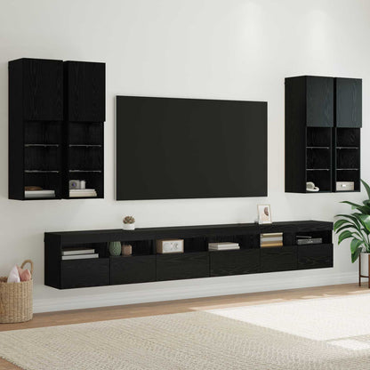vidaXL TV Wall Cabinet Set 7 pcs Black Oak Engineered Wood
