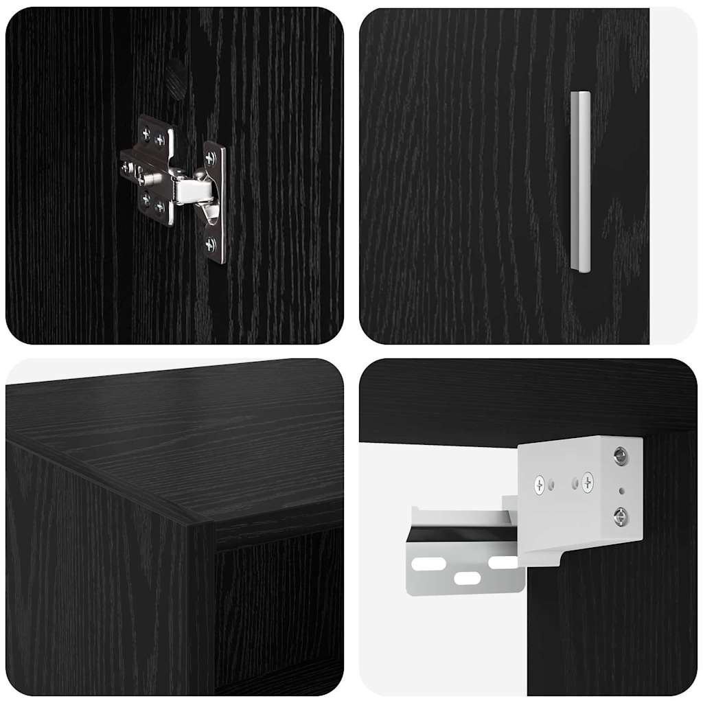 vidaXL Storage Cabinet Black Oak 80 x 42.5 x 225 cm Engineered Wood