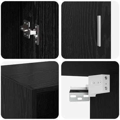 vidaXL Storage Cabinet Black Oak 80 x 42.5 x 225 cm Engineered Wood