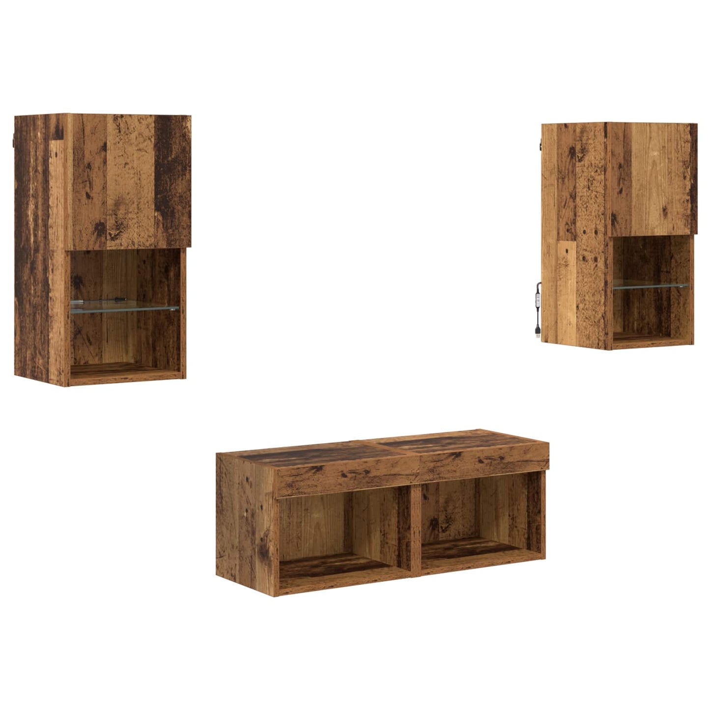 vidaXL TV Wall Cabinets Wall-mounted 4 pcs Old Wood Engineered Wood