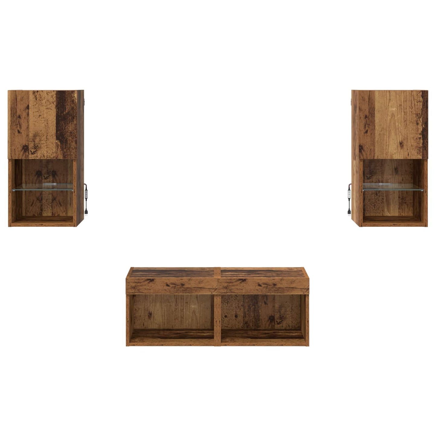 vidaXL TV Wall Cabinets Wall-mounted 4 pcs Old Wood Engineered Wood