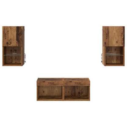 vidaXL TV Wall Cabinets Wall-mounted 4 pcs Old Wood Engineered Wood