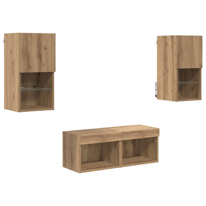 vidaXL TV Wall Cabinets 4 pcs Artisan Oak Engineered Wood