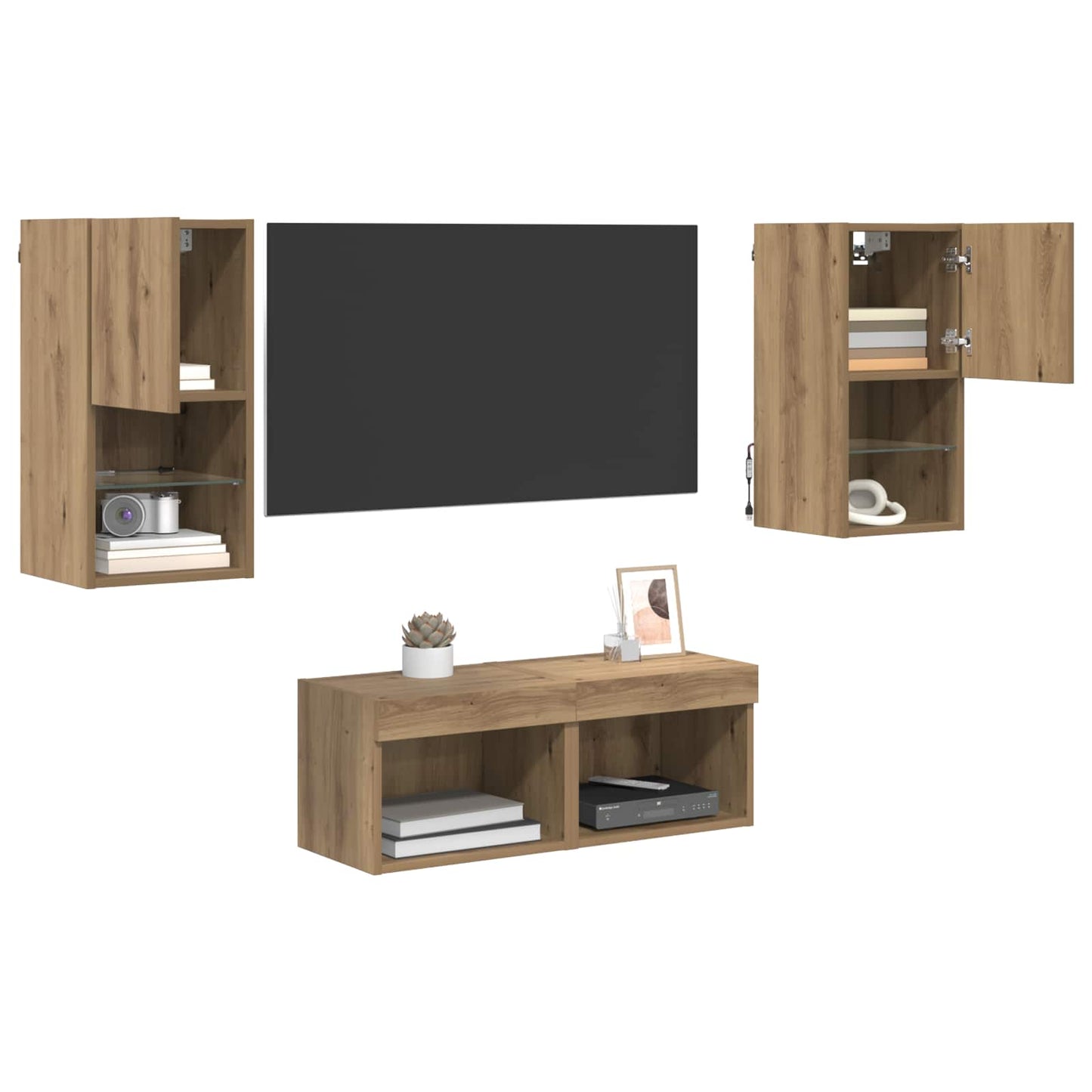 vidaXL TV Wall Cabinets 4 pcs Artisan Oak Engineered Wood