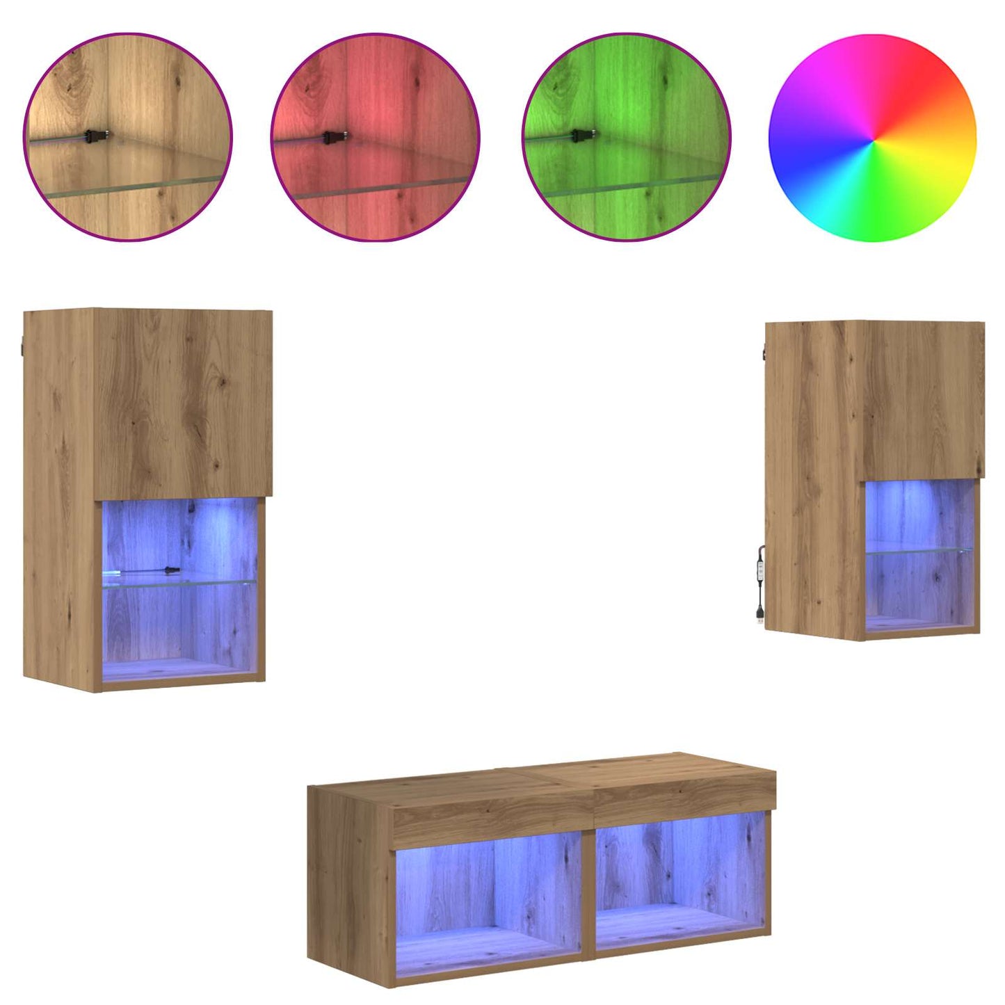 vidaXL TV Wall Cabinets 4 pcs Artisan Oak Engineered Wood
