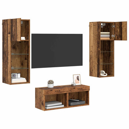 vidaXL TV Wall Cabinets 4 pcs Artisan Oak Engineered Wood