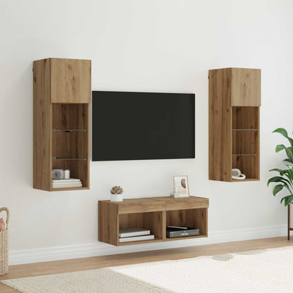vidaXL TV Wall Cabinets 4 pcs Black Oak Engineered Wood