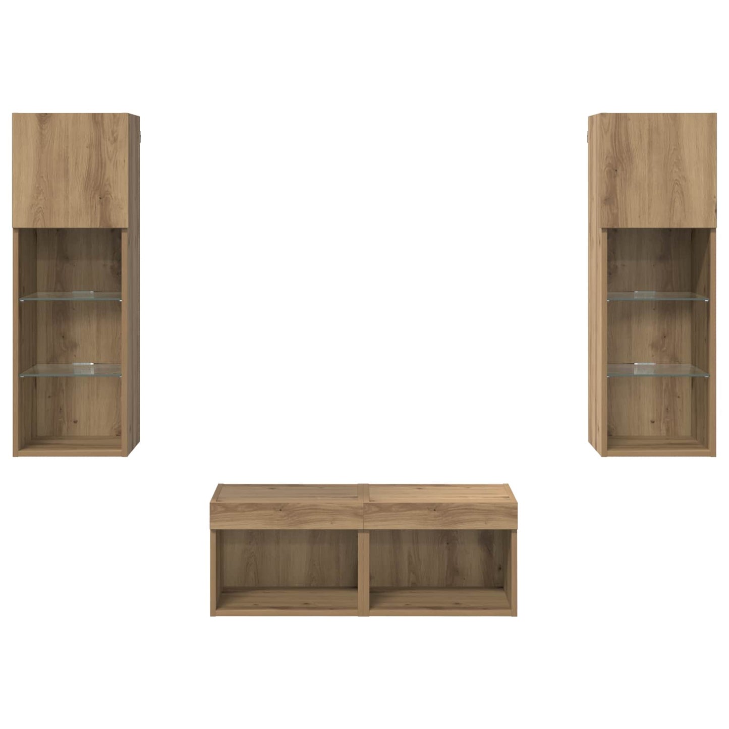 vidaXL TV Wall Cabinets 4 pcs Black Oak Engineered Wood
