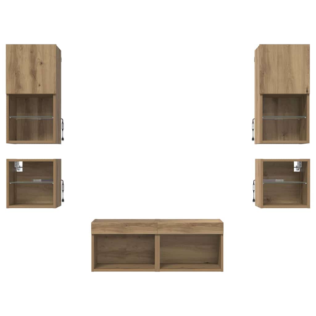 vidaXL TV Wall Units 8 pcs Artisan Oak Engineered Wood