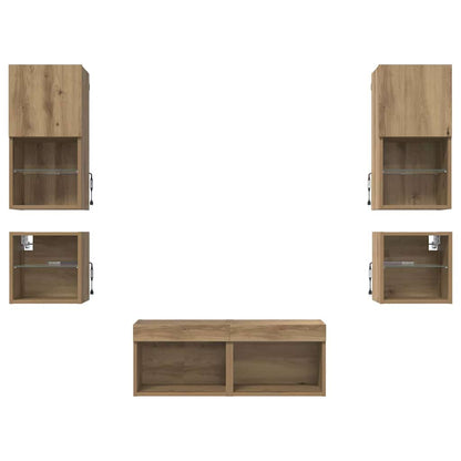 vidaXL TV Wall Units 8 pcs Artisan Oak Engineered Wood
