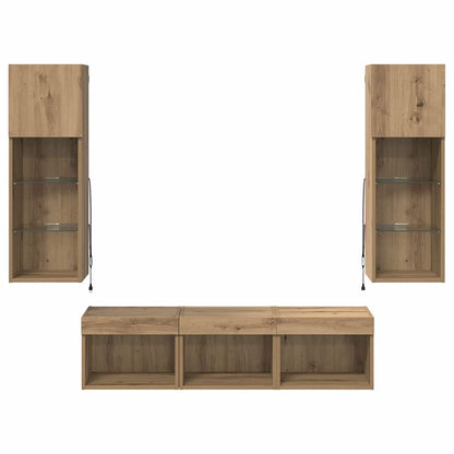 vidaXL TV Wall Units 5 pcs Black Oak Engineered Wood