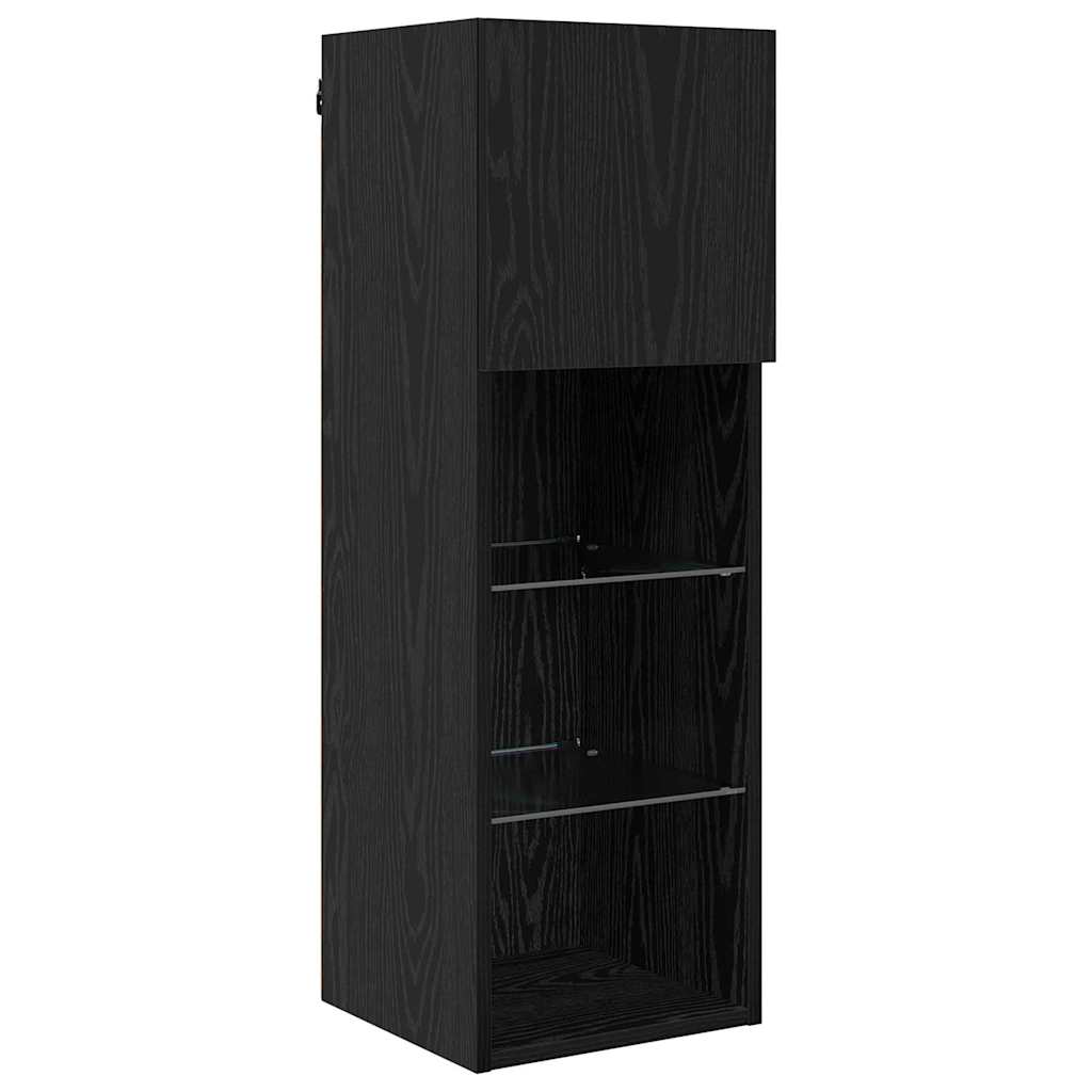 vidaXL TV Wall Units Wall-mounted 5 pcs Black Oak Engineered Wood