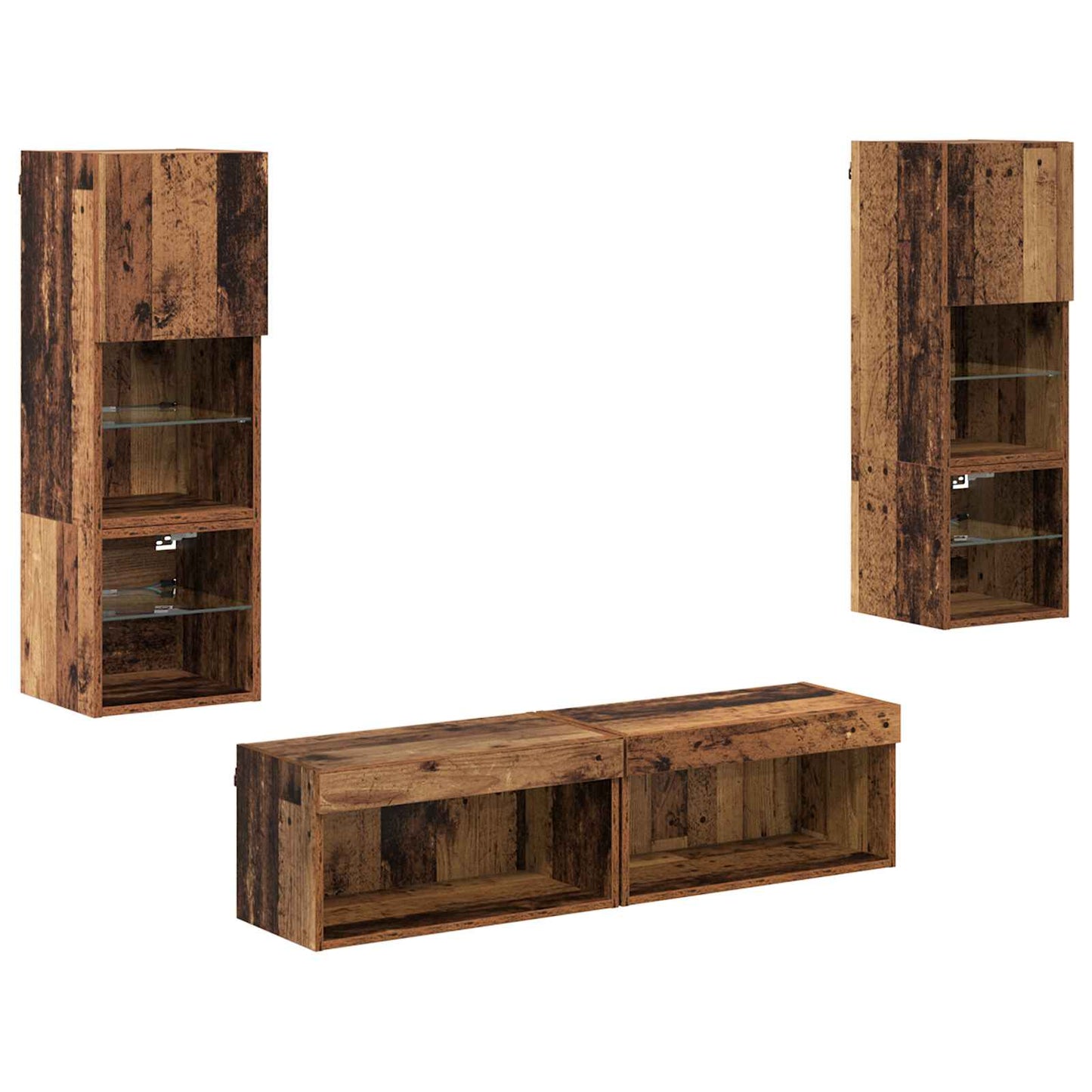 vidaXL TV Wall Unit Wall-mounted 6 pcs Old Wood Engineered Wood